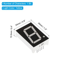 PATIKIL LED Display Digital Tube, 5 Pack Common Cathode 7 Segment 10 Pin 1 Bit 2.1V 1" Digit Height LED Display Module for Electronic Driver Board, Yellow