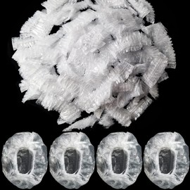 LEISURE CLUB Disposable Earcaps, 100 Pieces, Disposable Ear Cap, Ear Cover, Hair Dye, Hair Dye, Gray Hair Dye, Perm Cap, Ear Protection, One Size Fits Most, Unisex, Transparent