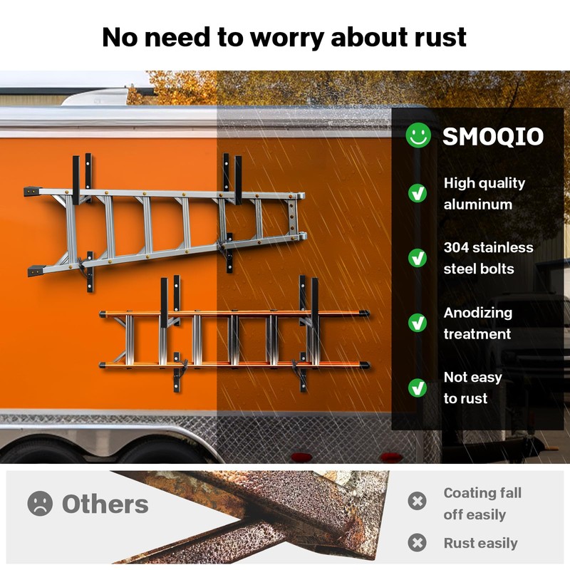 SMOQIO Ladder Rack for Trailer Enclosed, 4pcs Side Mount 400lb