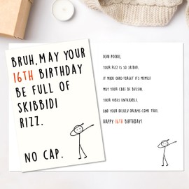 Smithtuy Funny 16th Birthday Card for Boys Girls,Sweet 16 Birthday Gifts for Her Him,16 Year Old Birthday Gifts & Decorations for Daughter Son Niece Nephew Teenagers with Gen Z Slang Meme Design