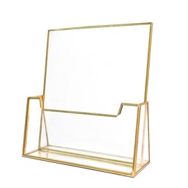 Feyarl Gold Glass Brochure Holder 8.5 x 11 Business Pamphlets Booklets Holder Flyer Trifold Display Stand for Office Tabletop CountertopTrade Show Exhibitions Magazines Menu Journals Literatures