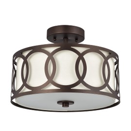 Chloe Lighting Bronx Transitional 2 Light Oil Rubbed Bronze Semi-Flush Ceiling Fixture 13" Wide