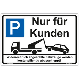 Sign "Parken - Nur für Kunden" Sign 300 x 200 mm Sturdy Aluminium Composite Plate 3 mm Thick with 4 Corner Holes