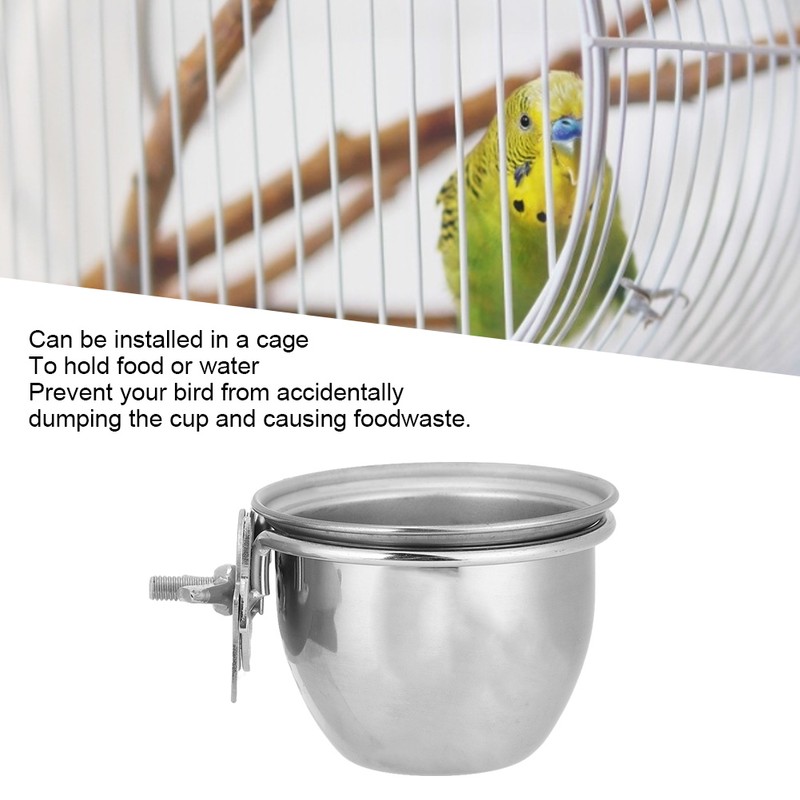 Stainless Steel Parrot Food and Water Coop Cup Bird Feeding