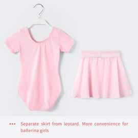 Stelle Girls Ballet Leotards Toddler Dance Outfit Combo with Pull on Skirt and Tights Ballet Pink-Pull on, 120