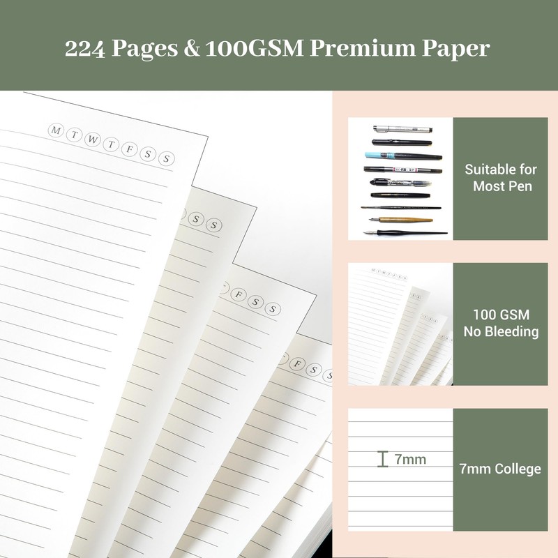 Yoment Discbound Lined Refills for 6.1 x 8.3 Hardcover Notebook,