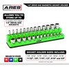 ARES 60005-26-Piece 1/4 in SAE Magnetic Socket Organizer -GREEN -Holds