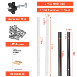 Catcan Crosscut Sled Kit for Table Saw Sled Runners Kit with 2 Aluminum T-Track, 2 UHMW Miter Bars for Table Saw, Knob and Screws