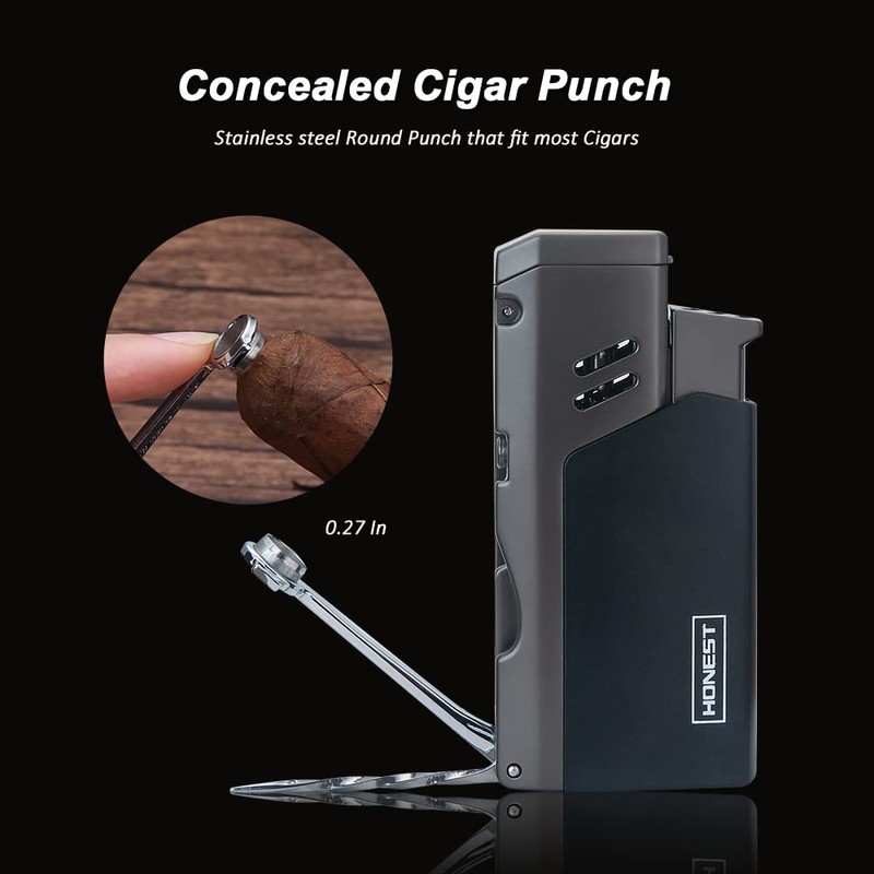 PROMISE Jet Torch Cigar Lighter - Adjustable Flame, Refillable with