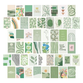 Sage Green Room Decor Aesthetic Poster 50-Piece Danish Pastel Prints for Bedroom(Green)