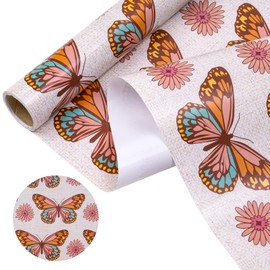 WRAPAHOLIC Paper Drawer Liners - 14 Inch X 16.5 Feet - Non-Adhesive for Home Closet Shelves, Table Runner, Gift Wrap - Butterfly and Daisy