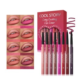 8 Colour Matte Lip Liner Set, 8 Pcs Set, Waterproof Long Lasting Lip Liner Pencil, High Pigmented Natural Lip Makeup, Plumping Lip Definer Pencil, Brown Lipliner Pencil for Women