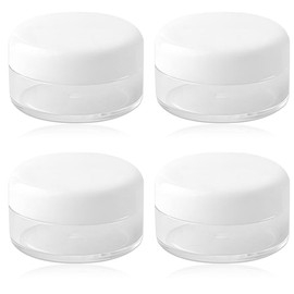 4 Pack Clear Empty Sample Pots, Small Plastic Containers with Lids, Leakproof Mini Cosmetic Jars for Toiletries, Face Creams & Make-Up. Travel Bottles for Toiletries & Small Travel Pots