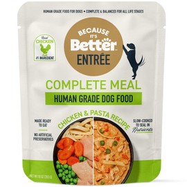 Because it's Better Entrée Complete Meal, Chicken & Pasta Recipe, 10 oz Pouches, Wet Dog Food, 6 Count