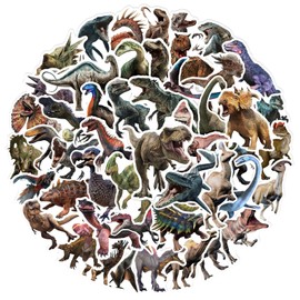 Dinosaur Stickers Set, 50 Pieces, Jurassic Dinosaur Stickers, Waterproof, Cute, Animal Stickers, Stylish, Waterproof Stickers, DIY, Snowboard, Suitcase, Guitar, Car, Bicycle, Water Bottle, Skateboard,