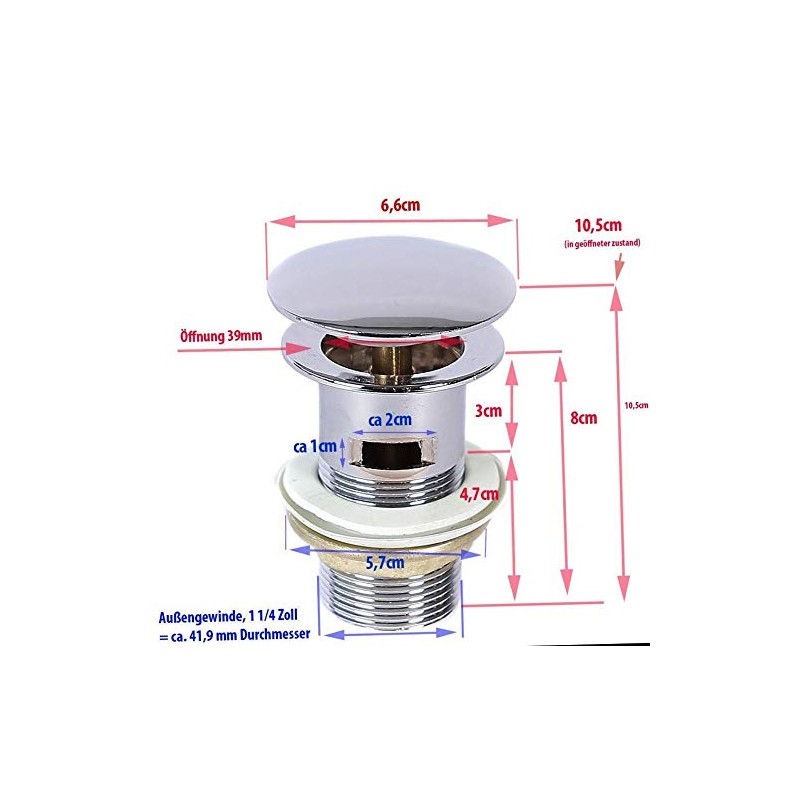 Drain Valve - Pop-Up Valve for Washbasin Drains (Push)