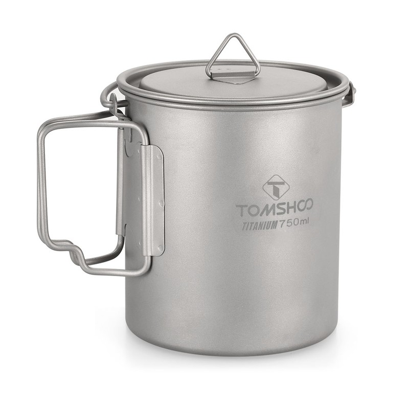 TOMSHOO Ultralight 750ml Titanium Pot Portable Titanium Water Mug Cup