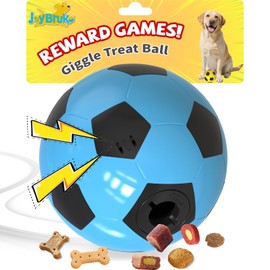 JoyBruko Interactive Dog Toys Treat Dispensers - Giggle Squeaky Dog Soccer Ball Rewards Puzzle to Keep Them Busy, Mental Stimulation Enrichment Food Dispensing for Small Medium Large Breeds, Blue