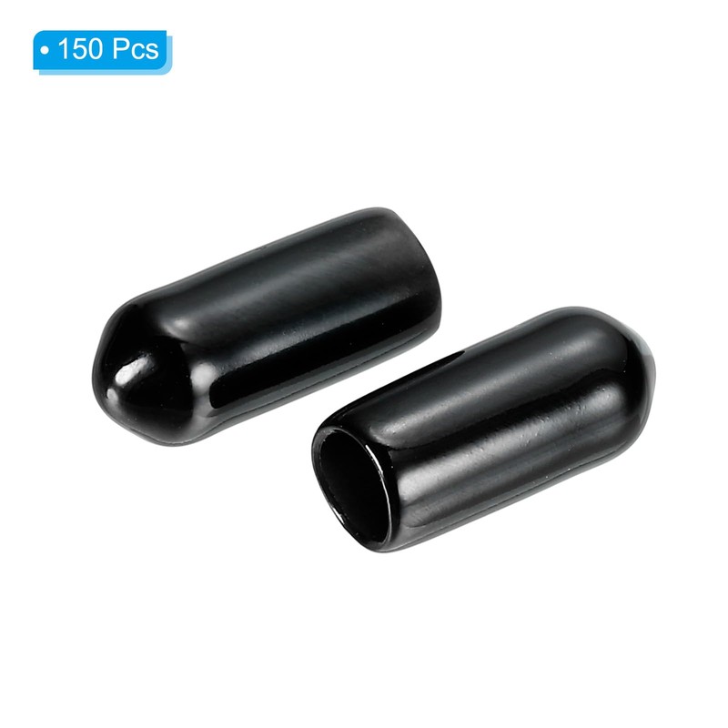 PATIKIL 150pcs 5mm Vinyl Rubber End Caps for Metal Tubing