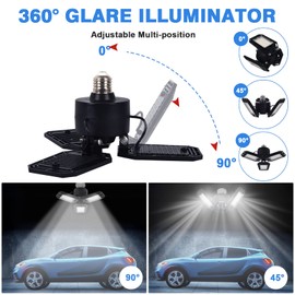 Aoretic LED Garage Lights Bulb 4 Pack -80W, 8000LM 6500K Led Shop Light with 3 Deformable Panels, Basement Barn Light Garage Ceiling Lights, E26/E27 for Garage, Warehouse, Shop, Basement