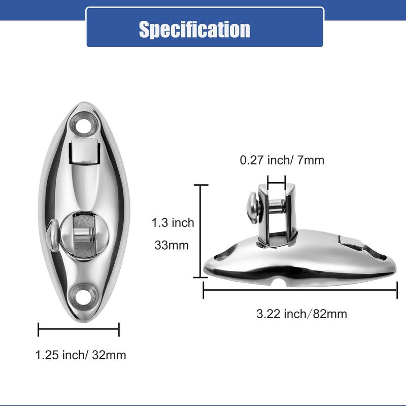 ODYSUNRAL Boat Quick Release Bimini Top Swivel Deck Hinge, 360