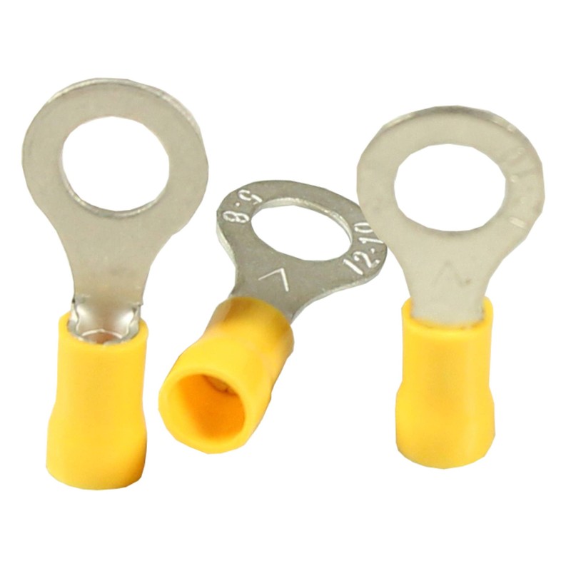 WeltiesSmartTools 10 Insulated Ring Cable Lugs M12 Yellow Insulated Crimp