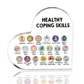 Healthy Coping Skills Plaque Mental Health Gifts for Women Men Home Office Desk Accessories Calm Down Corner Supplies Stress Anxiety Gifts for Teens Adults Social Worker Gifts for School Counselor