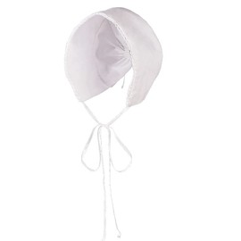 COSDREAMER Girls Women Mop Hat Colonial Pilgrim Prarie Bonnet Hats (White-b)