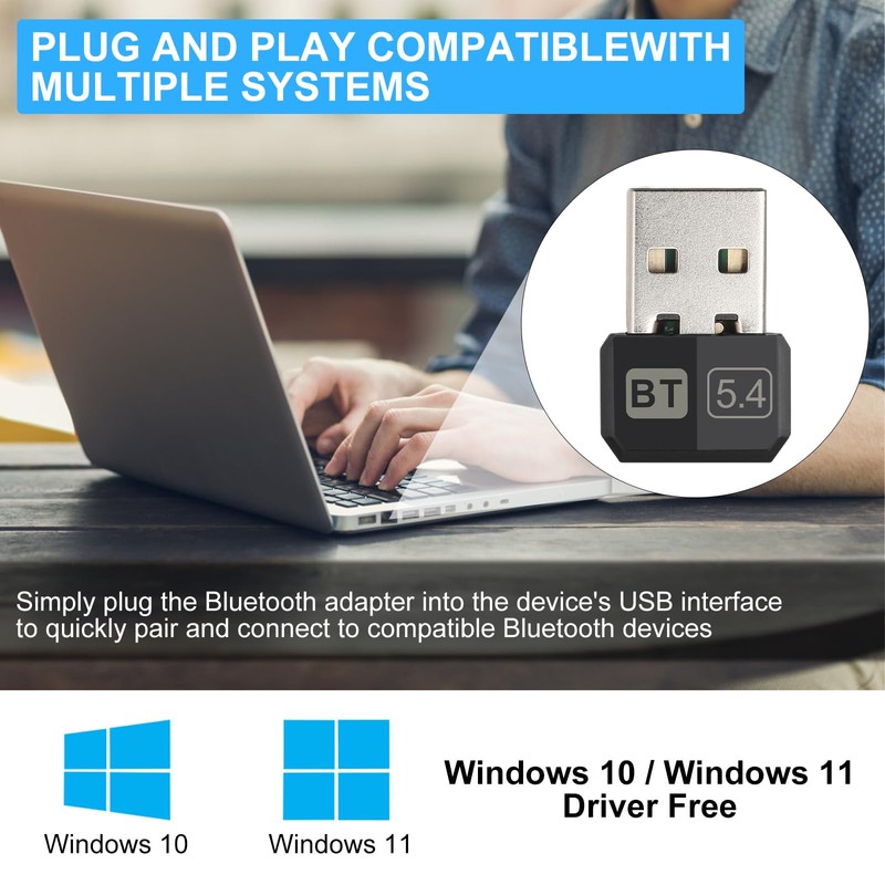 TNSLAND Bluetooth 5.4 Adapter, Bluetooth Adapter PC, USB Bluetooth Adapter,