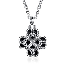 YQSLIN Clover Urn Necklace for Human Ashes for Women Four Leaf Good Luck Mens Cremation Jewelry Keepsake Memorial Pendant