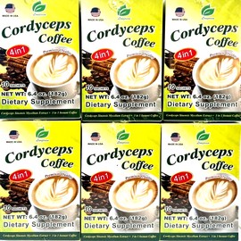 Asian Longreen 4-In-1 Premium Quality Cordyceps Coffee 10 Sachets x 25g ( Pack of 6 )