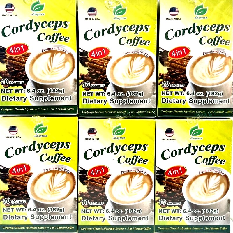 Asian Longreen 4-In-1 Premium Quality Cordyceps Coffee 10 Sachets x