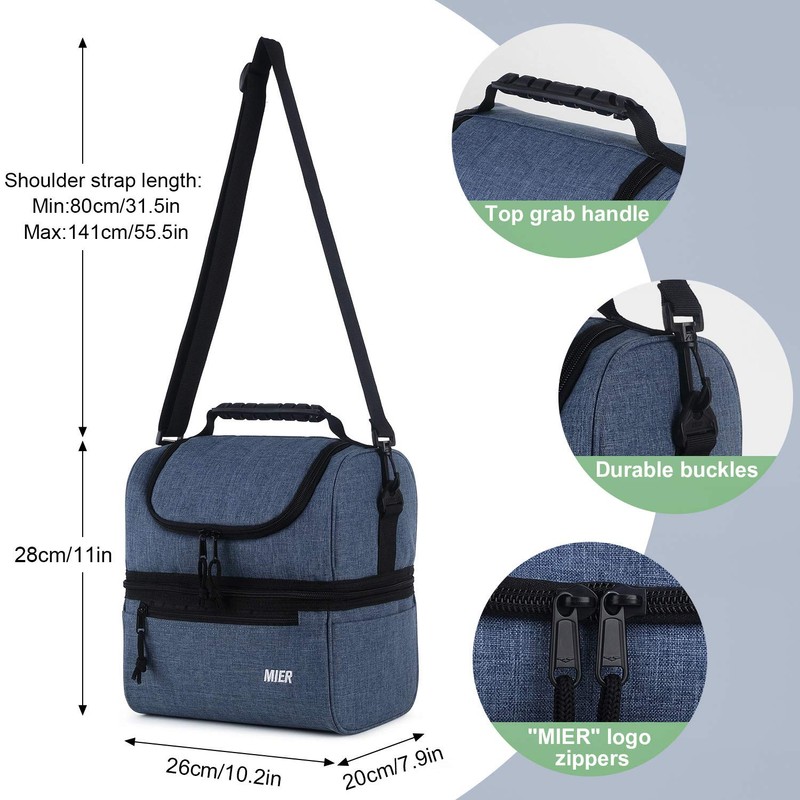MIER Insulated Lunch Box Insulated Cool Tote Bag Lunch Kit