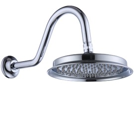 Drettyer Rain Shower Head,9" Vintage Shower Heads with Extension Curved Shower Arm, Traditional Round Rainfall Showerhead Replacement for Shower System (Chrome)