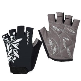 ROVOS Cycling Gloves for Men & Women - 5MM Anti-Slip Shock-Absorbing Gel Pad, Lightweight & Breathable Half Finger Design for Mountain Cycling, Gym, Motorcycle, Outdoor Sports Black L