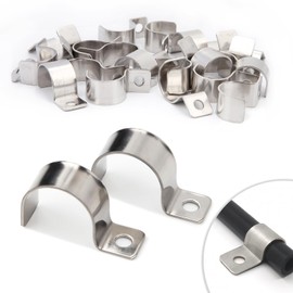 20 Pcs Pipe Clips 25mm Pipe Clamp Single-Hole Pipe Brackets V2A Stainless Steel U Brackets Heavy Duty Cable Clamps Fasteners for Ø 24-25.5mm Cables Water Pipes Fixing Flush Installation