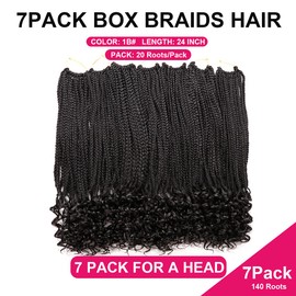 7 Packs 24 Inch Boho Goddess Box Braids Crochet Hair for Black Women (1B/30/27#, 24 Inch (Pack of 7))