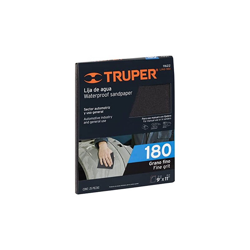 Truper LIAG-180, Lija de agua para uso manual o lijadora,