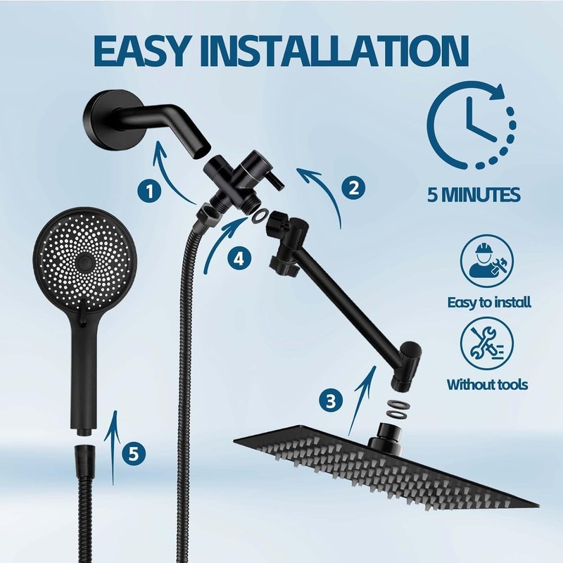 Shower Head,10 Inch High Pressure Rain Shower Head with Handheld