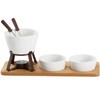 Sizikato White Porcelain Chocolate Fondue Set, with 2 Fruit Fork
