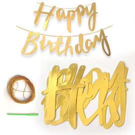 TOYVENTURES Birthday Decorations, Happy Birthday Banner Garland for Birthday Party Bunting Decorations (Gold)
