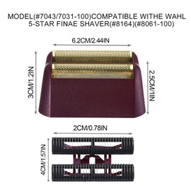 Replacement Foil Professional 5 Star Series Finale Shaver Shaper Super Close and Cutter Bar Assembly Compatible with Wahl Shaver Foil Model 7043-100,7031-100 Replacement Heads(4 Pack Red)