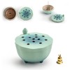 Zen Incense Burner with Lotus Lid Design (Lake Blue), Ceramic
