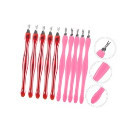 10 Piezas Bolígrafo para Pepujado de Uñas Cortador de Cutículas de Uñas Removedores de Piel Muerta de Uñas Manicure Set Manicura Set Recortadora Cortauñas Herramientas de Manicura(Rojo+Rosa)
