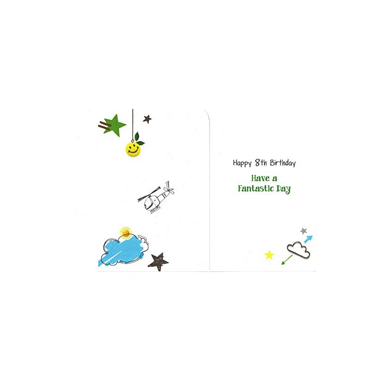 Jonny Javelin Boy Age 8 Birthday Card - Parachuting
