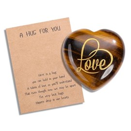 JSDDE JSDDE Tiger Eye Crystal Heart Stone A Hug Small Good Luck Gifts Long Distance Relationship Friendship Gifts for Women Love Stone Present for Valentine's Day