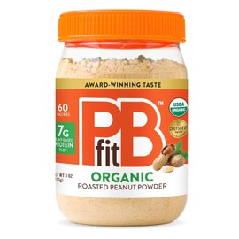 PBfit 8 Ounce Organic Peanut Butter Powder, Powdered Peanut Spread from Real Roasted Pressed Peanuts, 7g of Protein 7% DV, Gluten-Free, 60 calories, 87% less fat (Pack of 1)