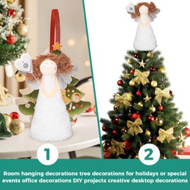 Angel Christmas Tree Decorations Topper,Angel Christmas Tree Topper Decorations,Xmas Decorations for Tree,Christmas Fairy Decorations,Christmas Tree Ornaments,Christmas Tree Decorations Topper(White)