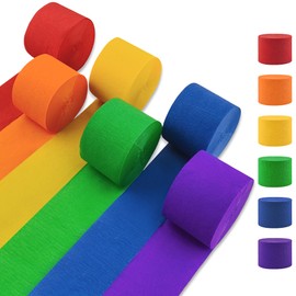 Oun Nana Crepe Paper Streamers 6 Rolls Rainbow Streamers 2.2 Inches 738 Feet, Streamers Party Supplies for Birthday, Wedding, Baby Shower, Bachelorette Party, Graduations Decorations, DIY Crafts