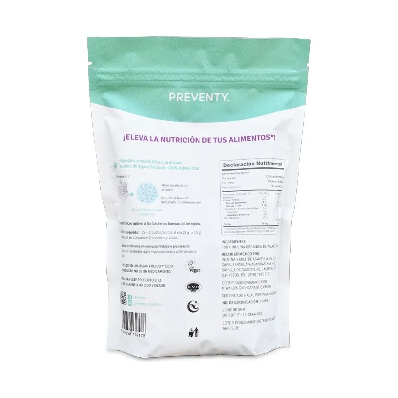 Fibra Prebiotica,inulina De Agave 100% Organica,peventy 350g